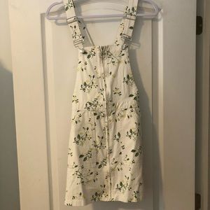 Flower pattern half-zip skirt romper